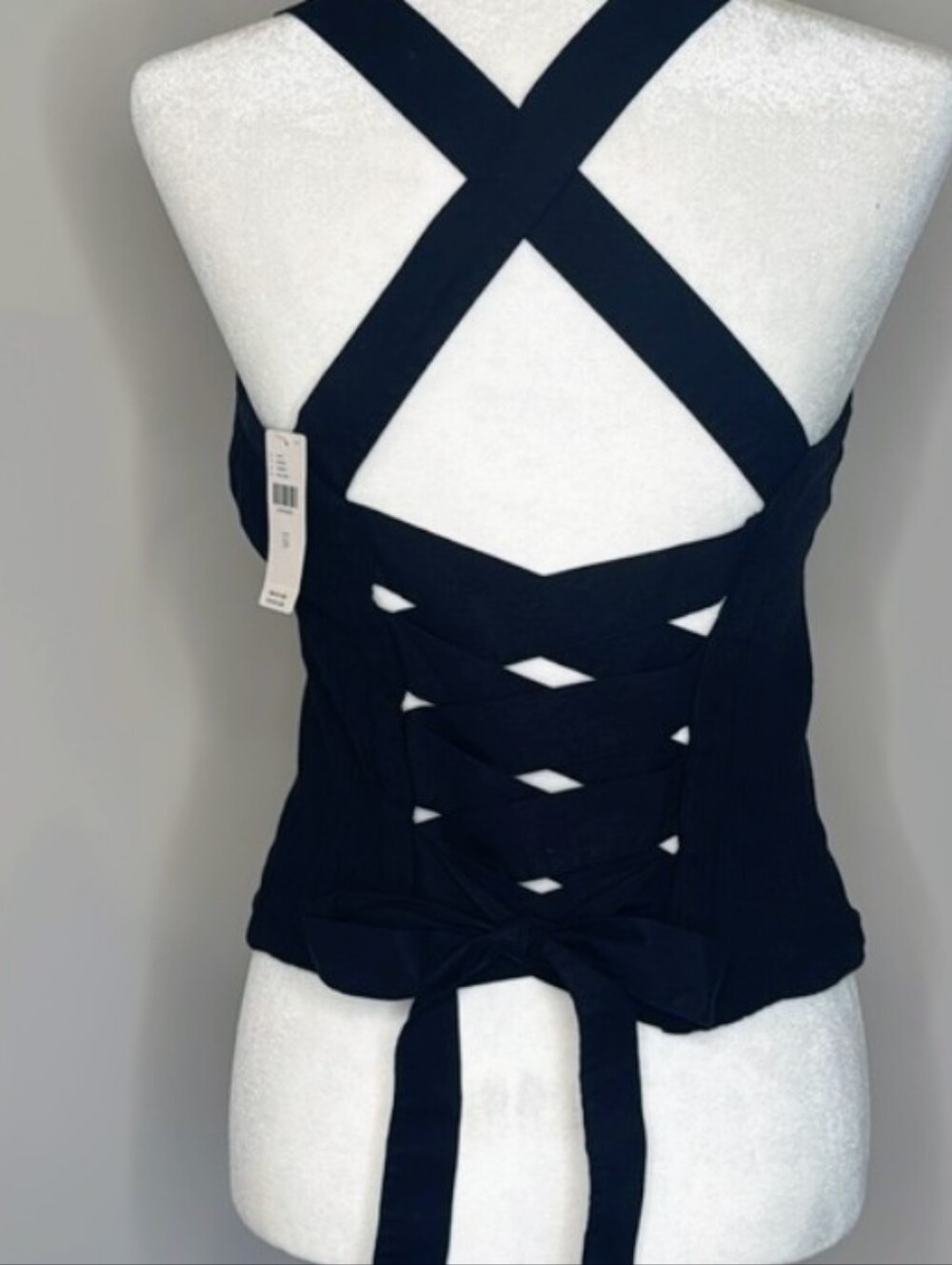 Anthropologie Ribbed Black Lace-Up Back Corset Top
